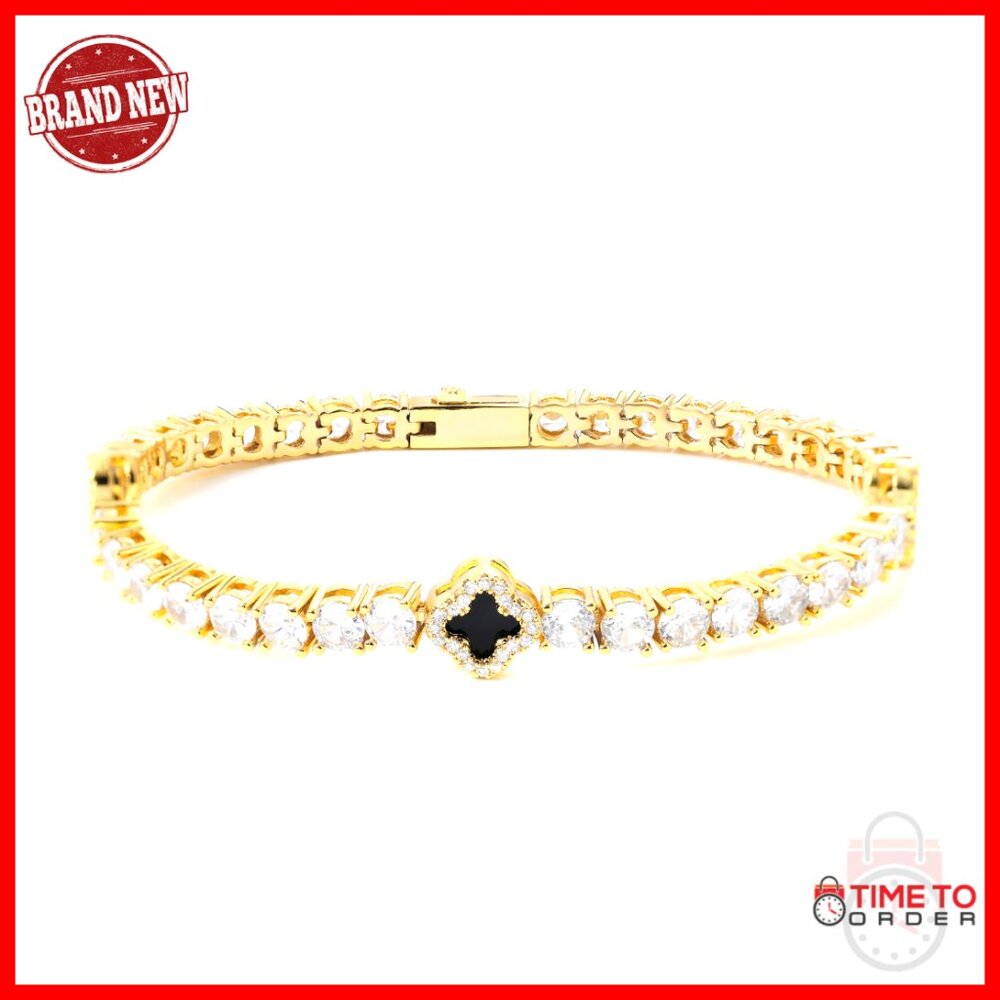 White Gold Plated Tennis Bracelet 4mm 5a Zircon Stones Unisex Gift